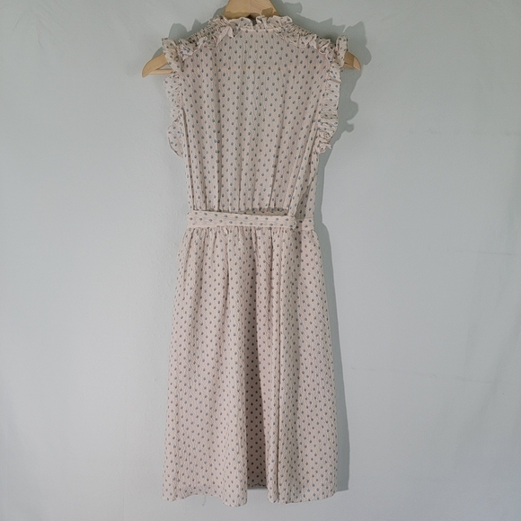 Rebecca Taylor Ikat Sleeveless Polkadot Wrap Dress Sz 2 White/Blue Ruffle - Picture 4 of 12